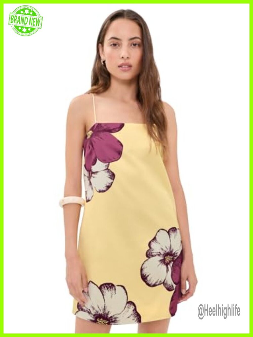 KIVARI Paros Mini Dress Floral Charmeuse Square Neck Sleeveless